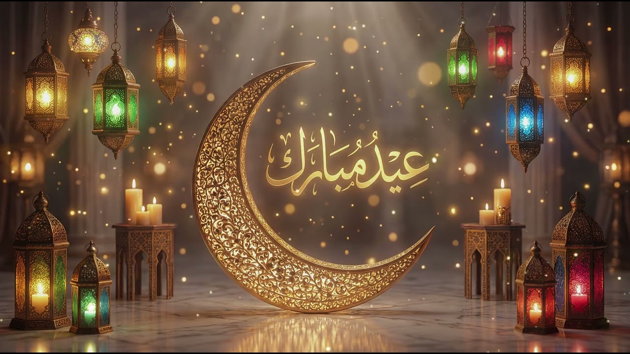 Eid Mubarak Ambient Video 8K 🌙 Luxury Ramadan Lantern Scene for TV | Islamic Home Decor