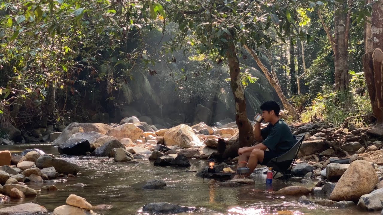 Solo Camping by the river • Alone in a Jungle • ASMR • [Vlog style]