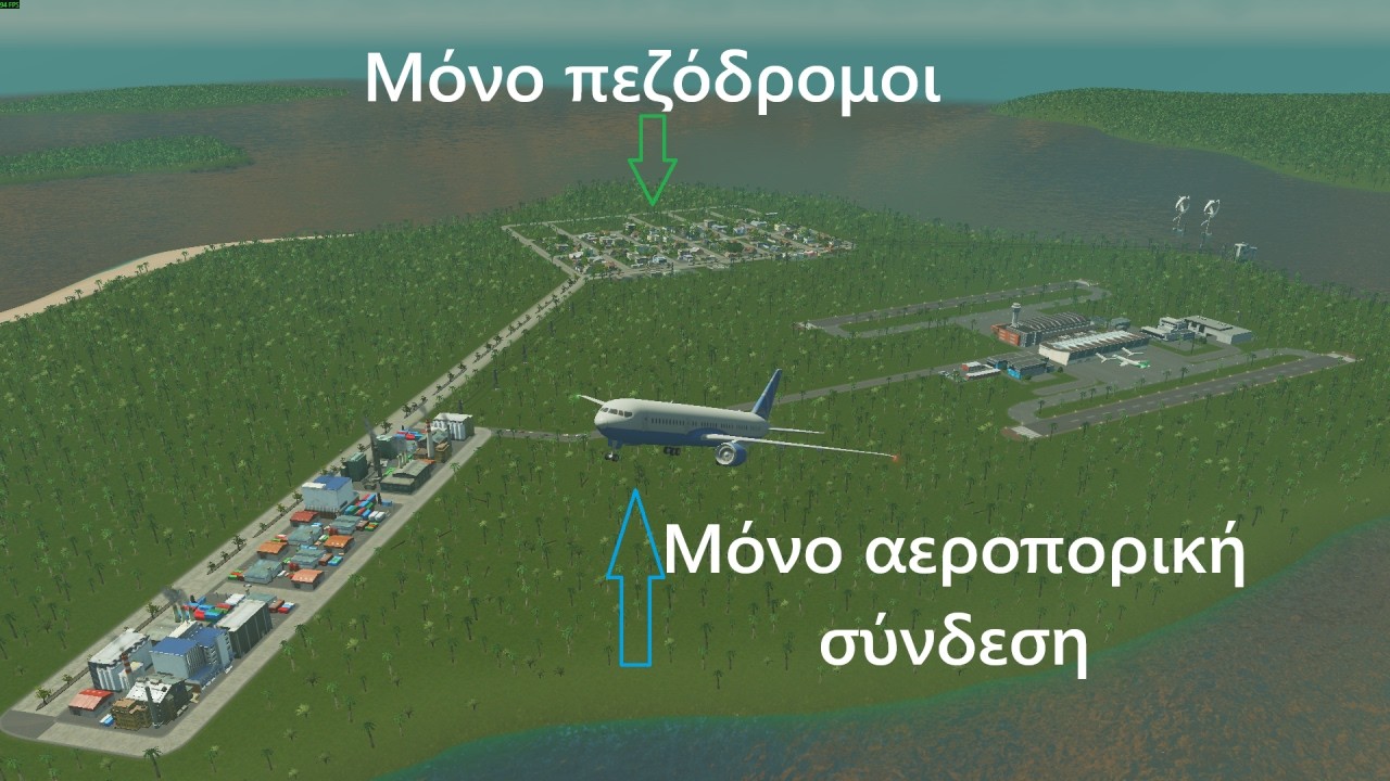 Πεζοδρομούπολη συνδεδεμένη μόνο με αεροπλάνα με τον έξω κόσμο.