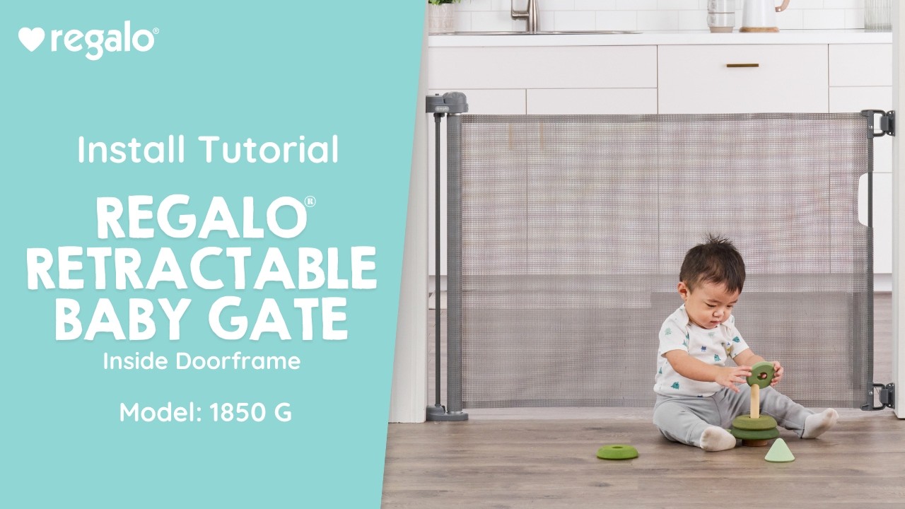 Regalo&reg; Retractable Baby Gate | Inside Doorframe Install Tutorial