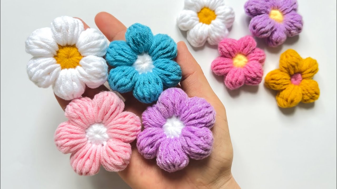 Вязаный крючком цветок-фонарик | Вязаный крючком цветок из 6 лепестков узором «кукуруза» — техник...