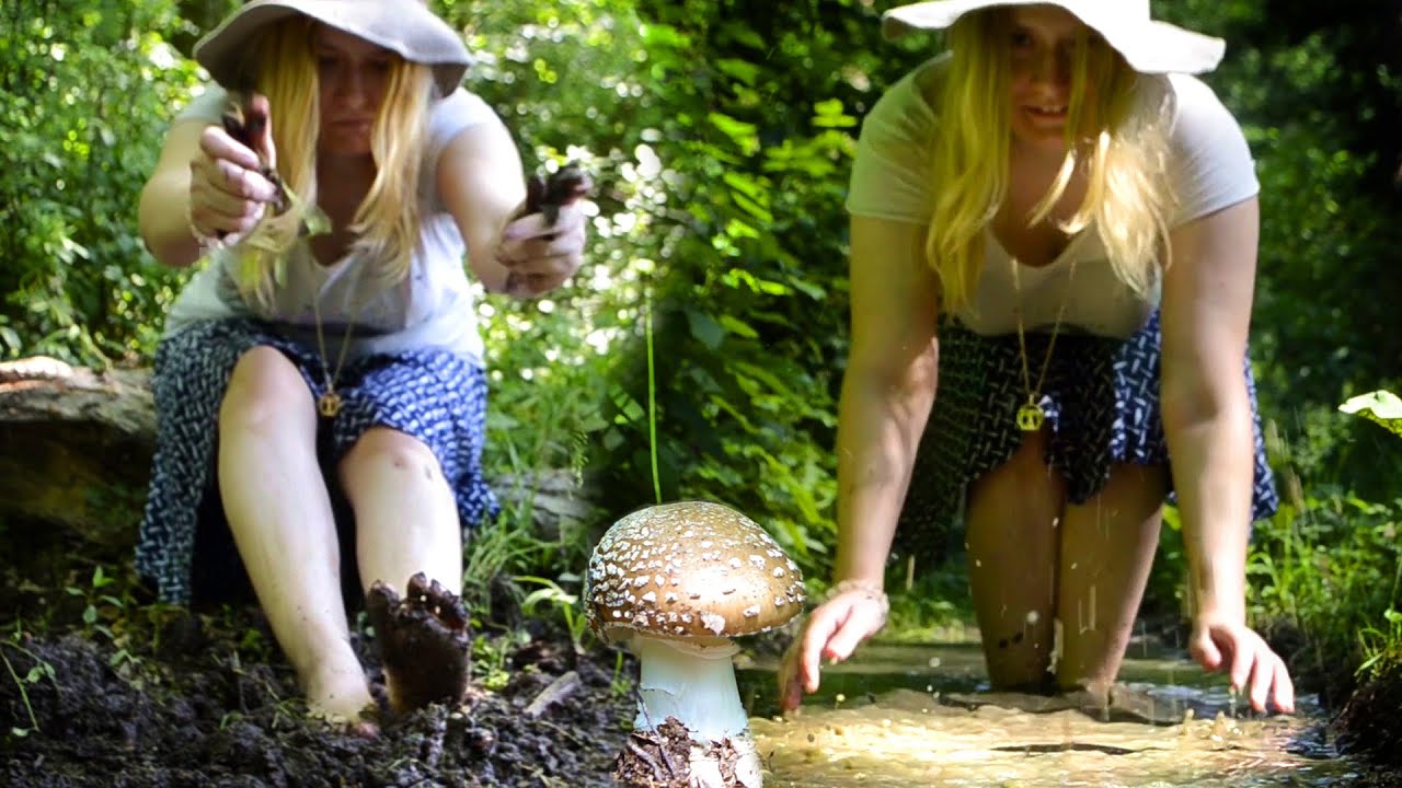 🍄 Nature ASMR 🍄- MUDDY forest after the storm, Picking first mushrooms barefoot, fluffy moss 🌿