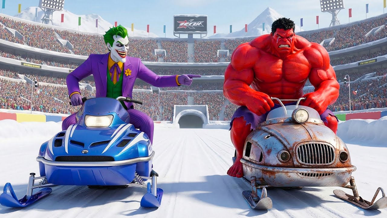💥 RED HULK vs JOKER EPIC BATTLE! The Snowmobile Fight That Shook the Frozen City ❄️🔥