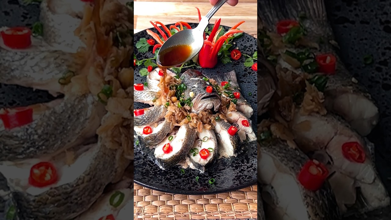 Steam Sea bass | Restaurant Style Steamed Fish #蒸鲈鱼 #satisfying  #fooddecoration