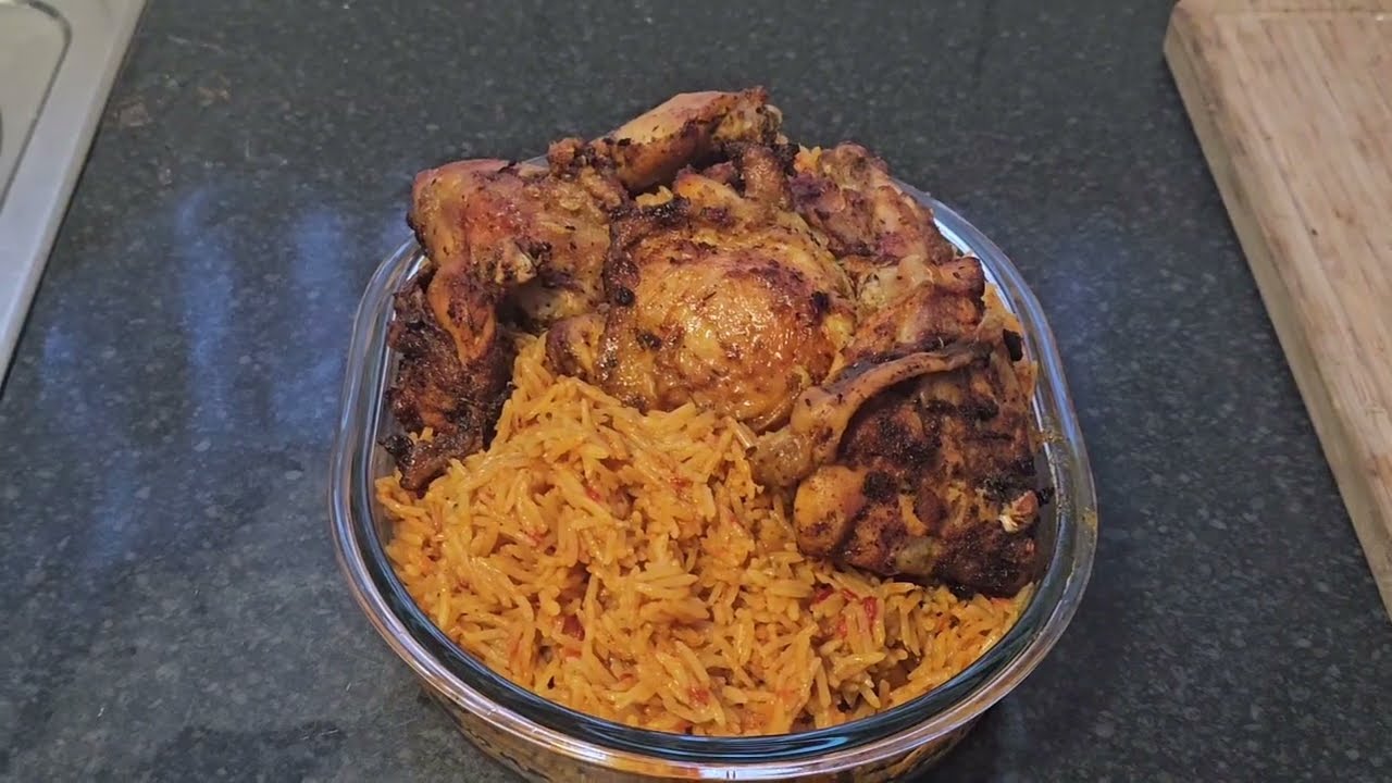 How To Make Coconut Jollof Rice with Grilled Chicken Thigh | Step-by-Step Recipe
