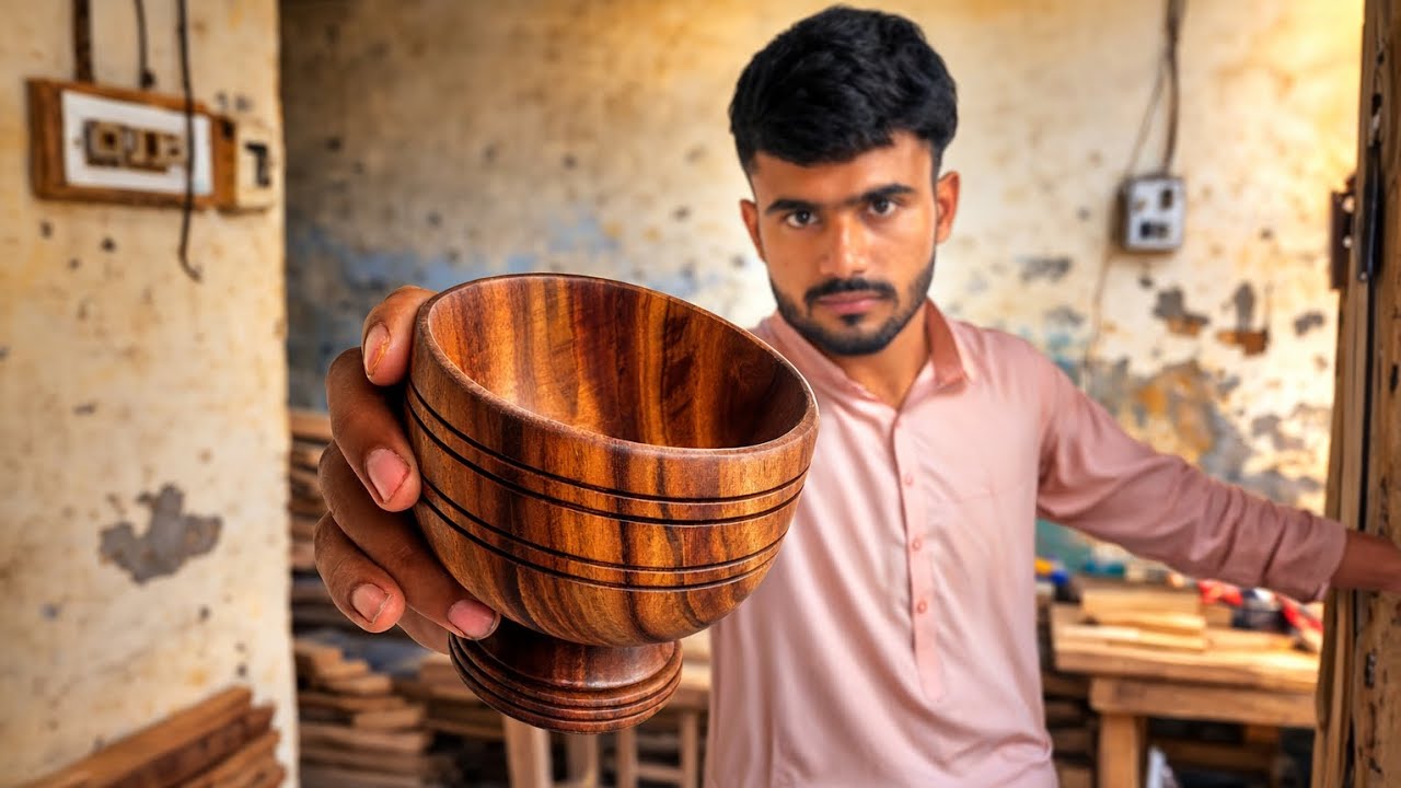 Village Wood Craft Art 🌳 | Simple Lakri Se Amazing Bowl @kreziworkboy 