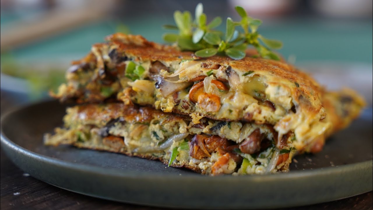 Omelette champignon moelleuse et facile en 5 ingrédients