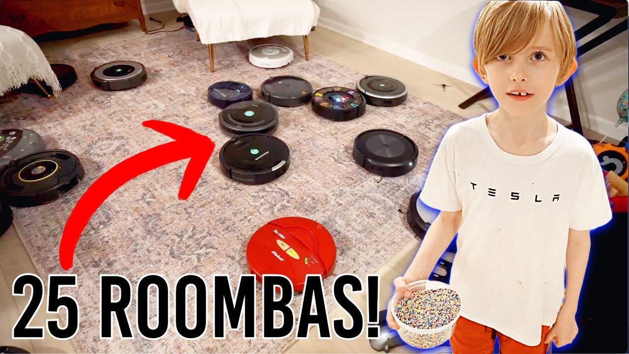 25 Roombas Cleaning a bunch of dirty Sprinkles