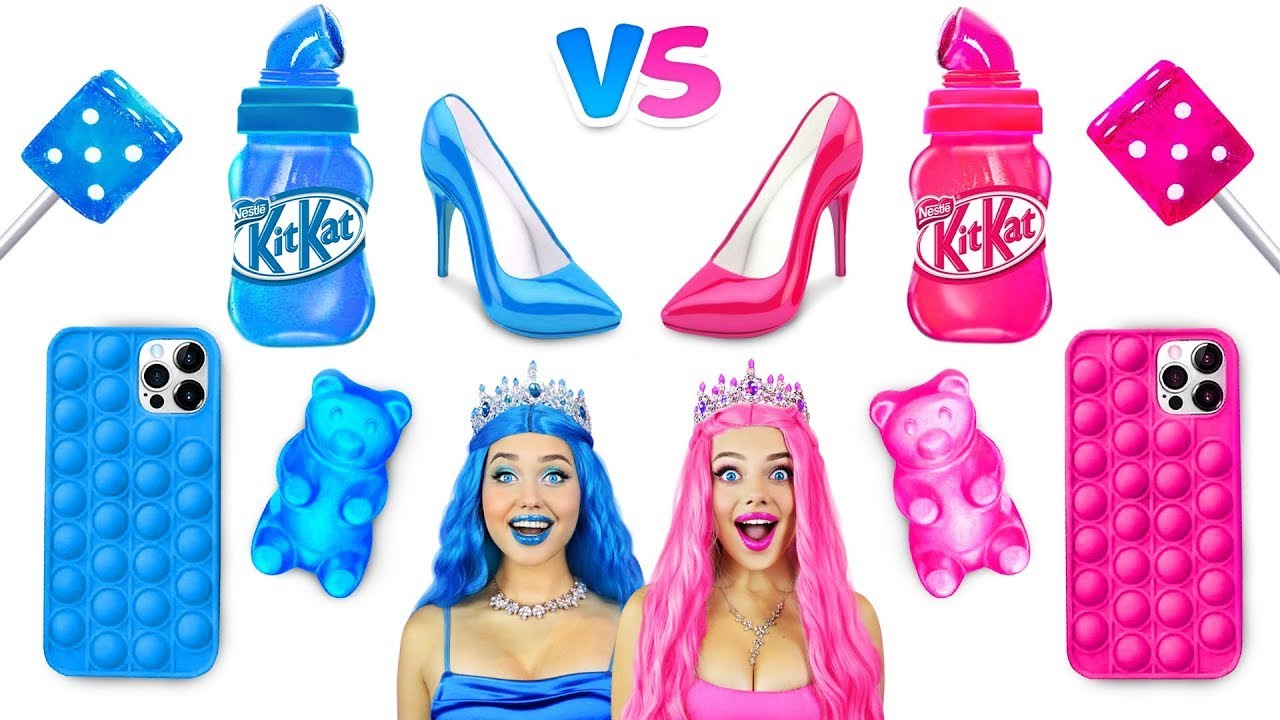 Pink VS Blau Food-Challenge | 24h einen Kaugummi aufblasen | Unglaubliche Kriege von RATATA