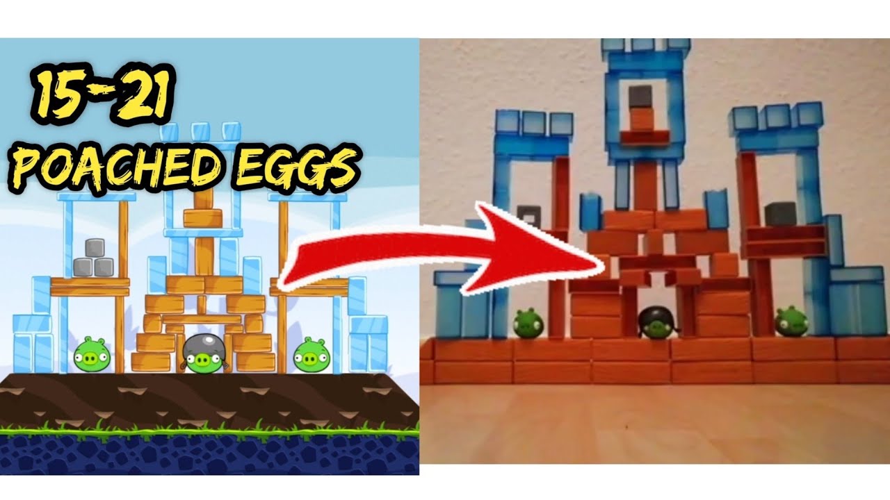 Recreating Angry Birds Classic Level with Mattel. Poached Eggs 15-21. Part 3.