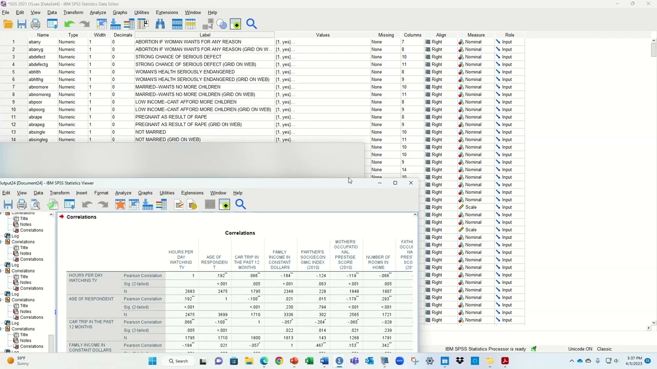 Correlation Analysis in SPSS