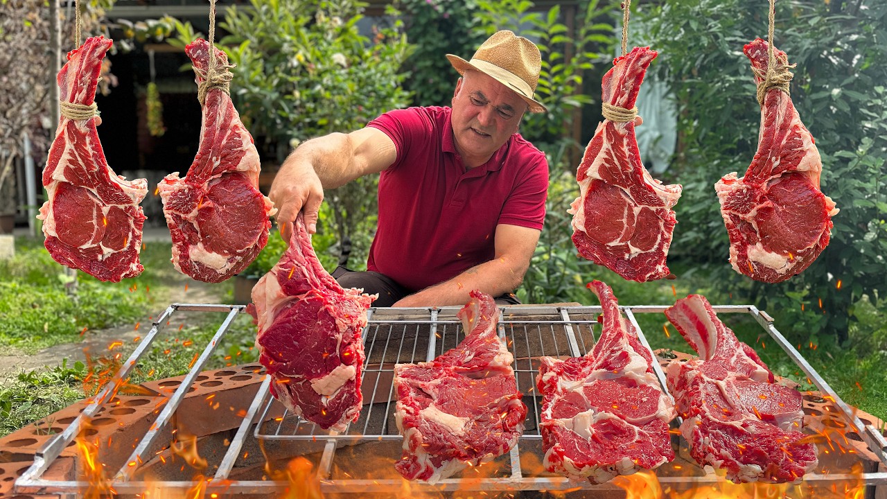 Готовим Самые Сочные Гигантские Стейки на Природе! Чистый Вкус Барбекю