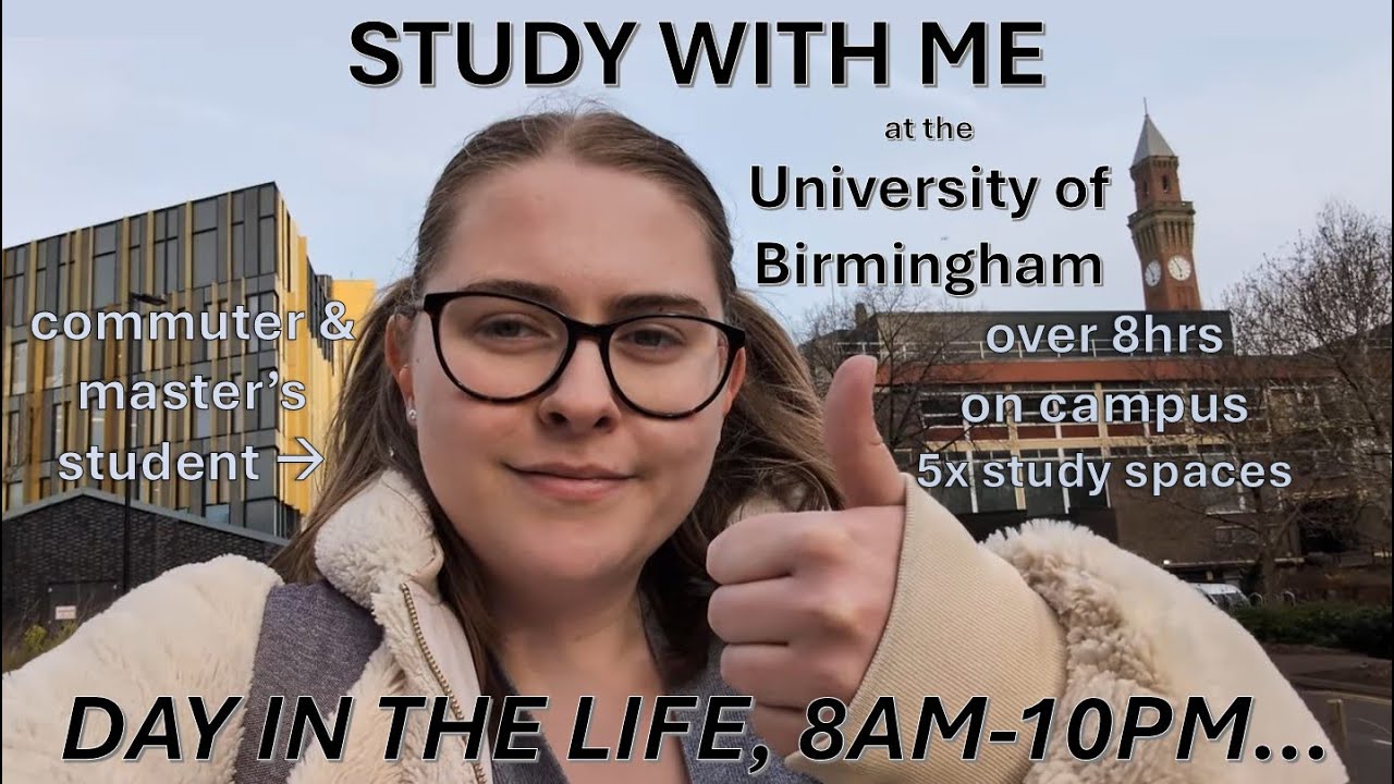 full day of solo study at the University of Birmingham, ft. five study spaces & commuting!