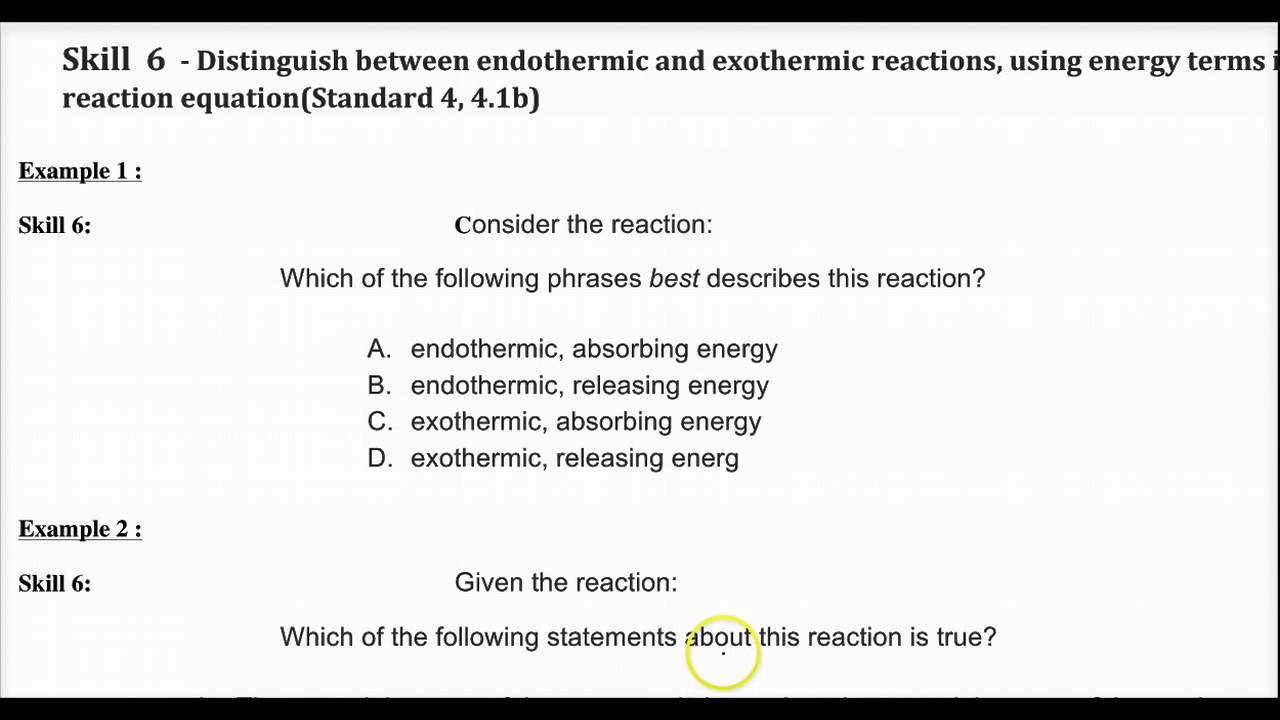 Regents Chemistry Energy Concepts 1 Skills