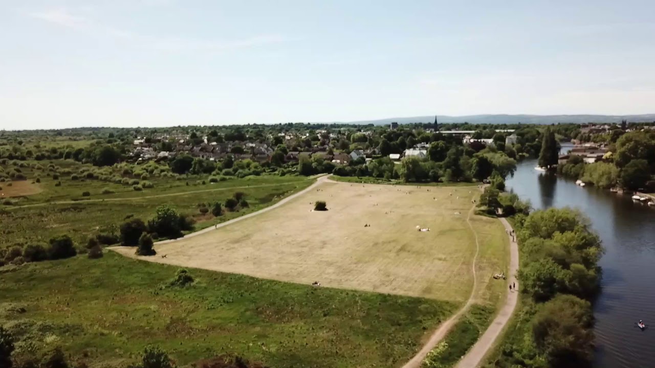 river dee and chester meadows by drone