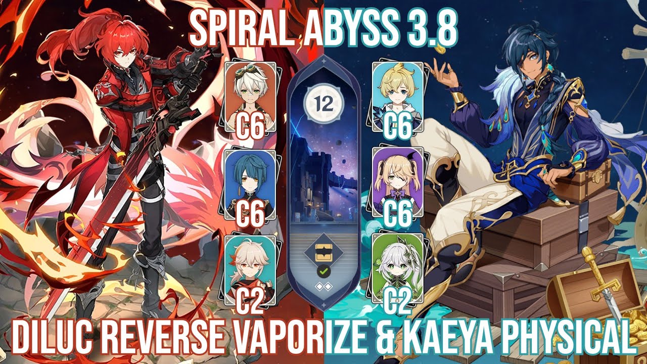 C5 Diluc Reverse Vaporize & C6 Kaeya Physical - Genshin Impact Abyss 3.8