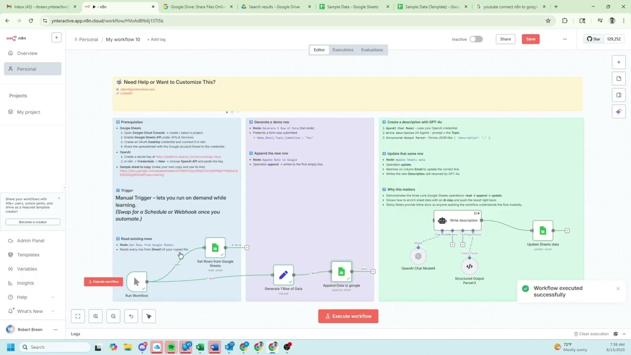 n8n + Google Sheets + OpenAI | Full Workflow Tutorial