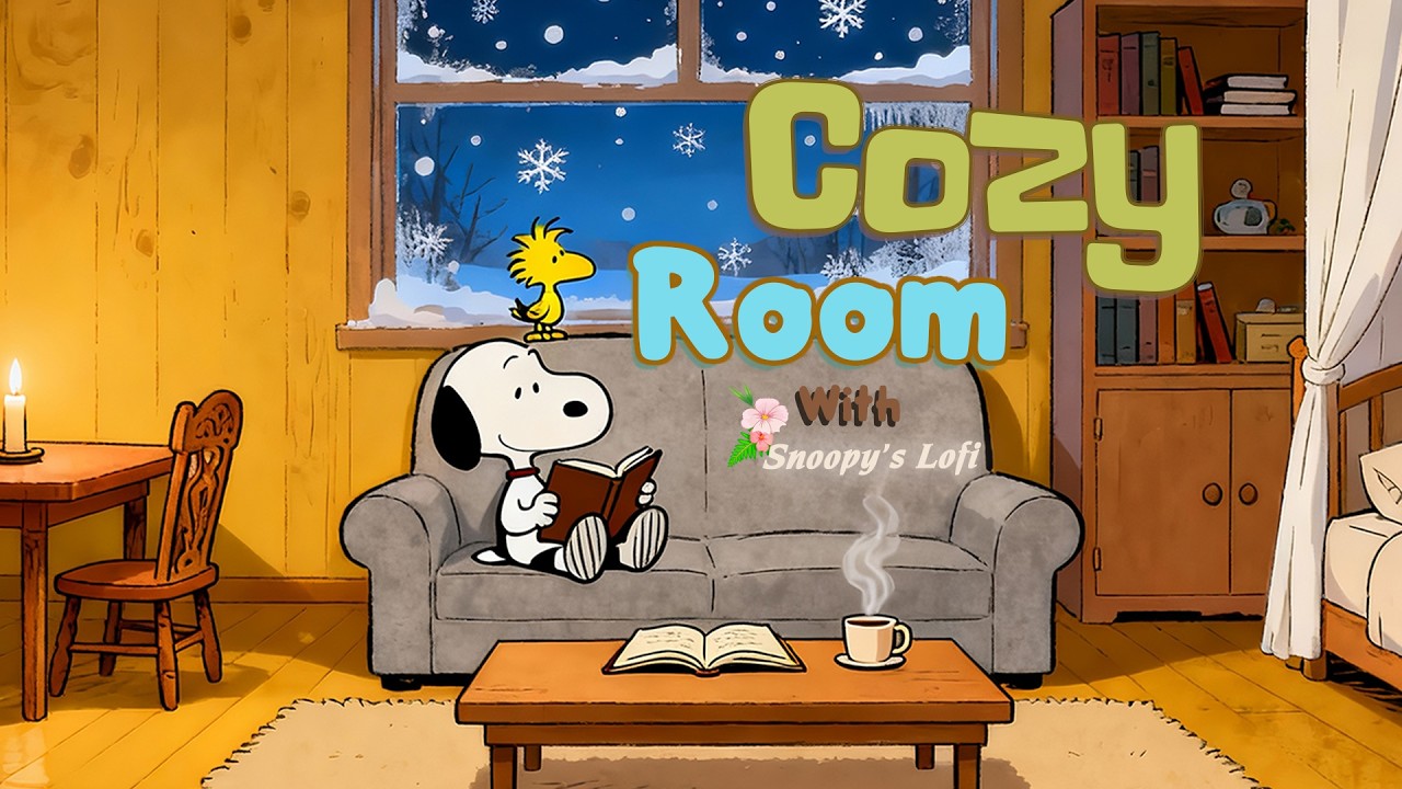 Warm Lofi Jazz & Soft Night Sounds | Snoopy’s Cozy Room, Long Listening for Calm Minds