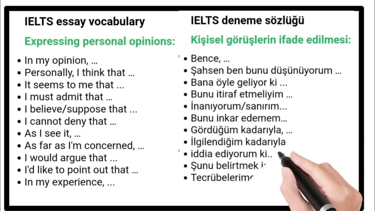 IELTS Writing Test Useful Words,Ielts writing ( IELTS EN SIK KULLANILAN KELİME VE CÜMLELER)
