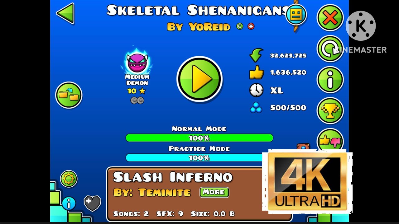 Skeletal shenanigans.  100% Medium demon 4k edition