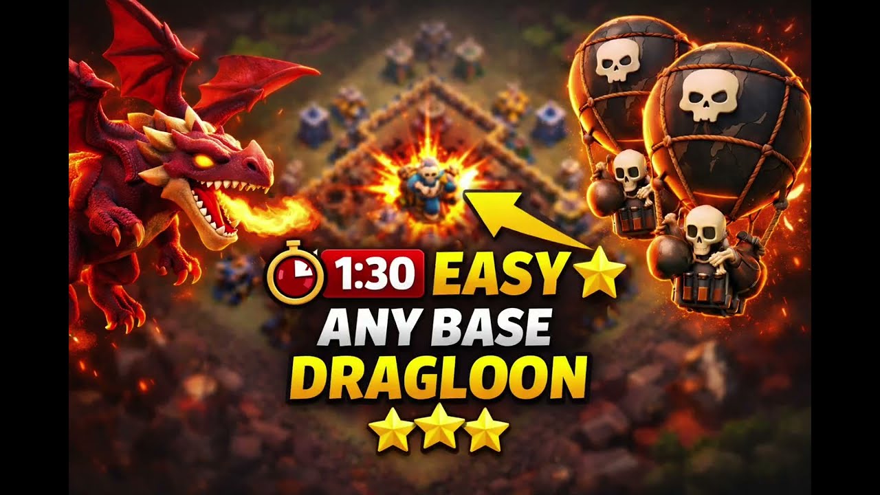 OP DRAGLOON ATTACK STRATEGY 🔥IN Rank Battles 3 Star Any Base In Th 15 Without using Revive Spell 😎