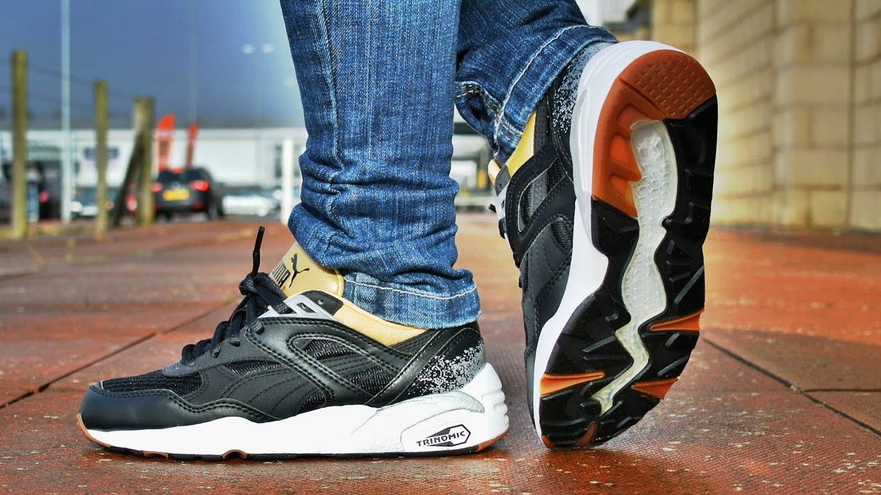 Puma Trinomic R698 Black, Gold & White + On Feet HD