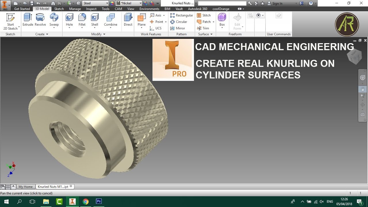 Creating Realistic Knurling on the Cylindrical Surface | Autodesk Inventor Professional