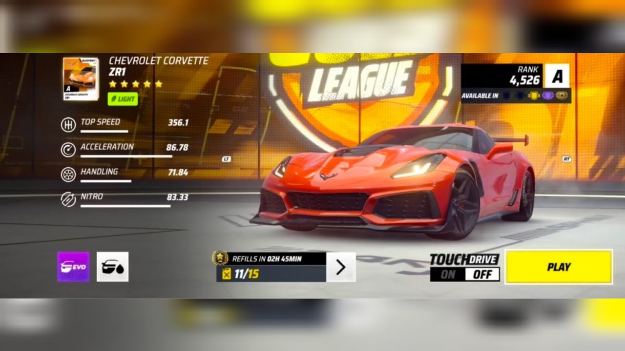 Chevrolet corvette zr1 light evo mp1 asphalt 9 Legends