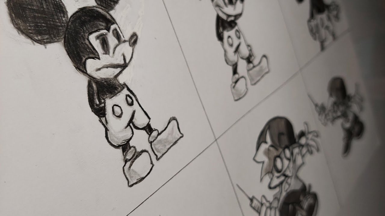 DRAWING MICKEY MOUSE & BOYFRIEND Reimagined All Phases | FRIDAY NIGHT FUNKIN