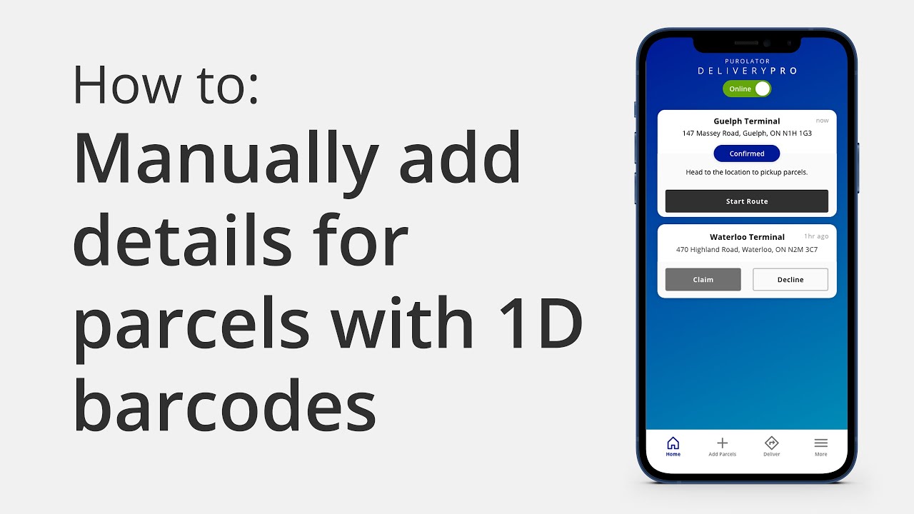 How to: Manually add details for parcels with 1D barcodes