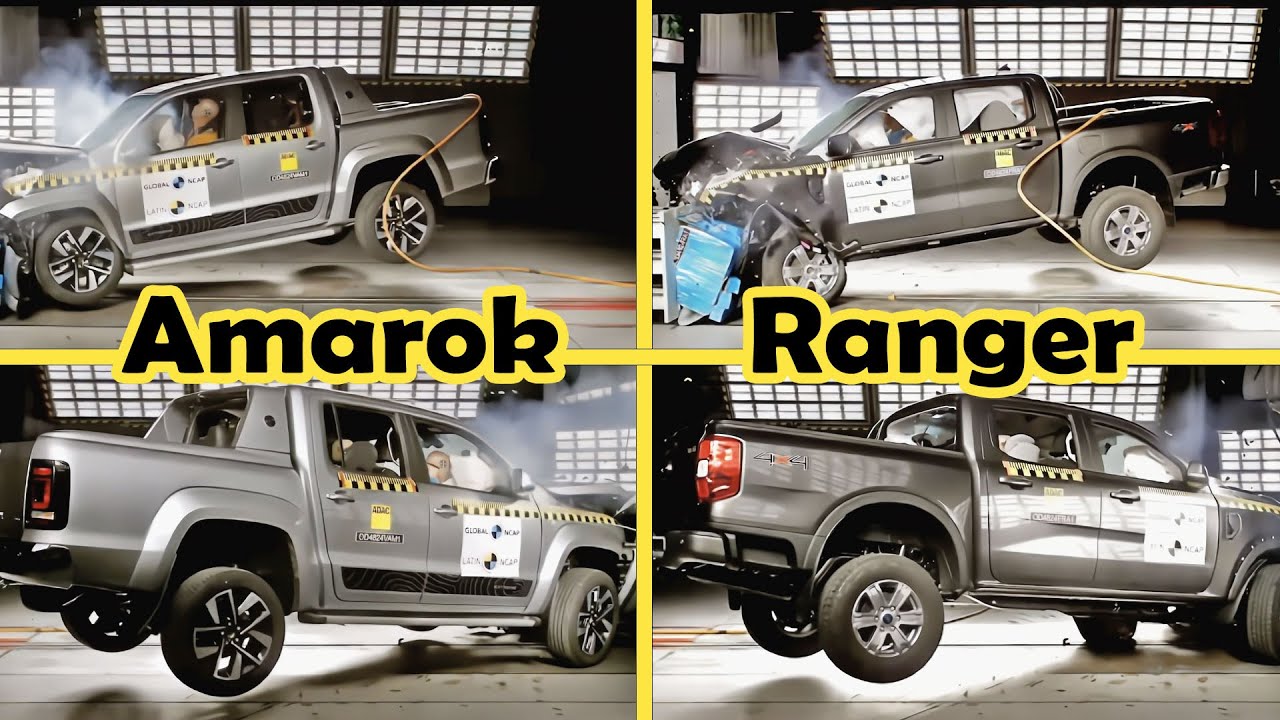 Ford Ranger vs VW Amarok crash test, safety test 2025
