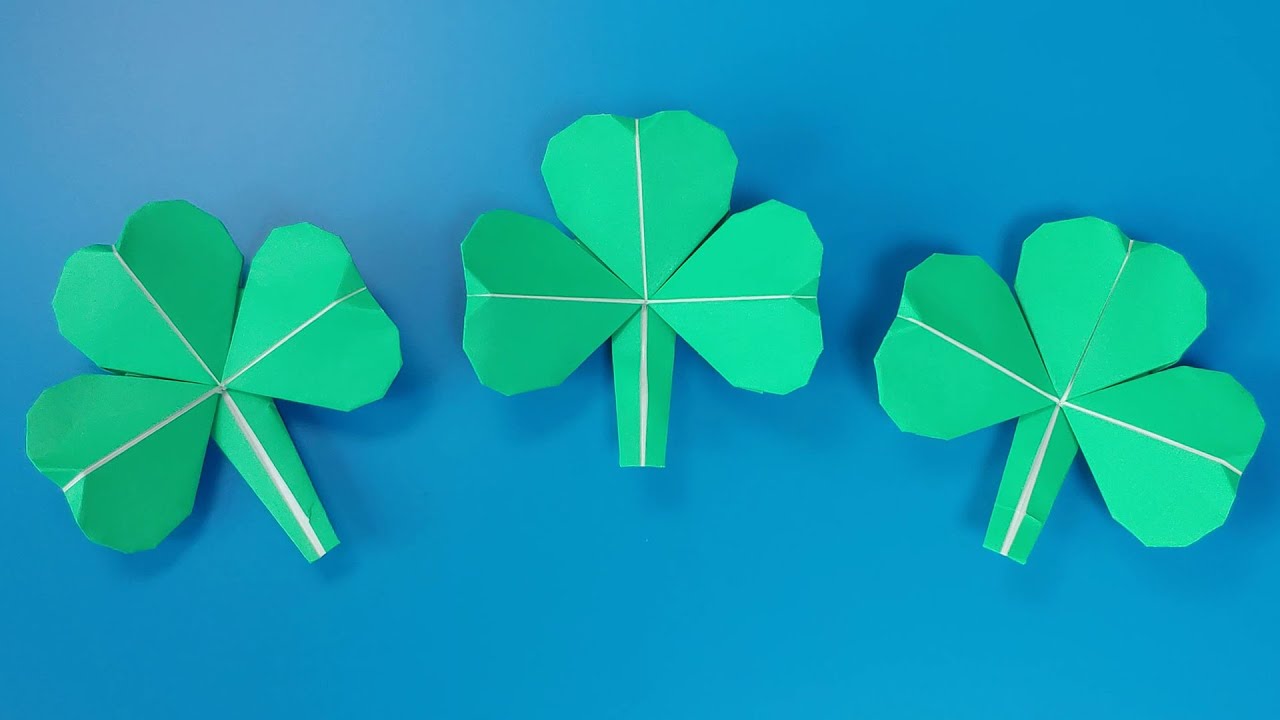 색종이로 세잎클로버 접는방법(종이접기) / 네모아저씨 / Clover origami
