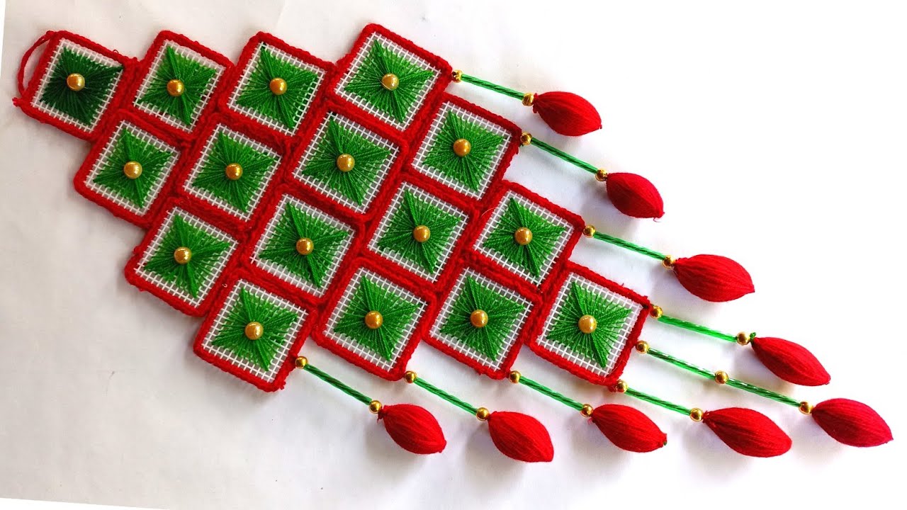 Plastic Convas Wall Hanging Design|DIY Canvas Toran Design| Diwal Peas Design| Wall Toran Design