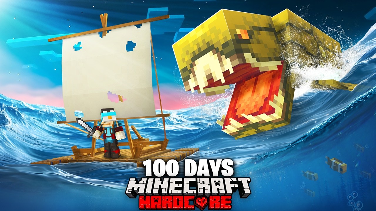 I Survived 100 Days ON A RAFT in Minecraft Hardcore... Here's What Happened