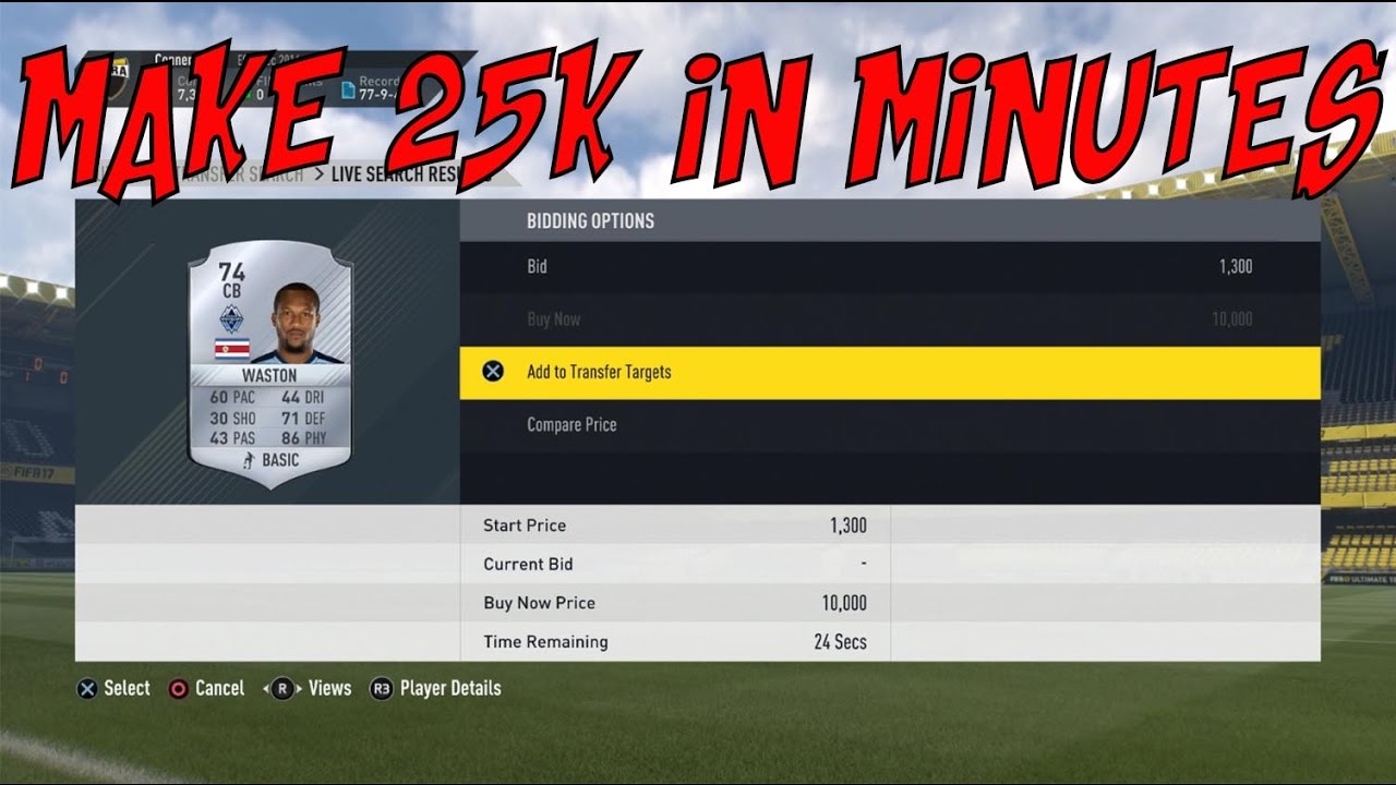 MAKE 25K IN MINUTES ! - BEST LOW BUDGET TRADING METHOD ! - FIFA 17 TRADING METHOD
