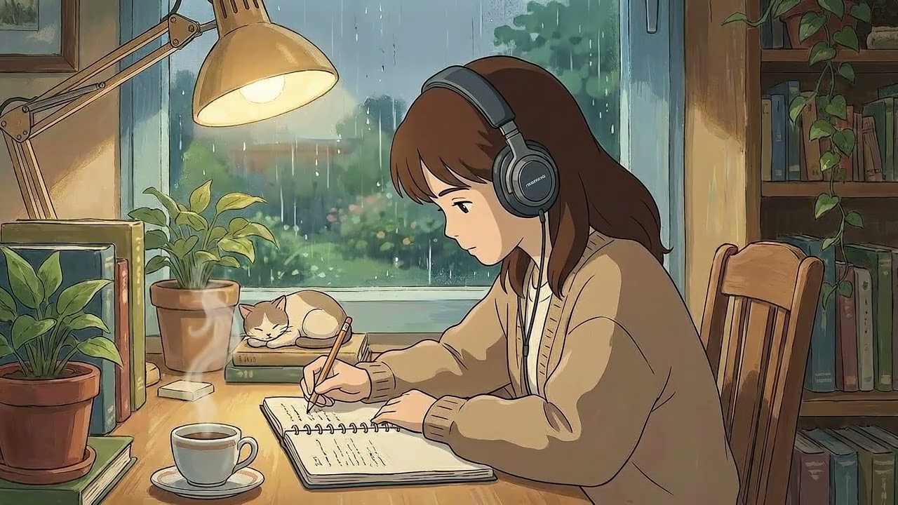 Lofi Chill Rainy Night 🌧️ Study, Sleep, Relax Ambience | Ghibli Relaxing Music