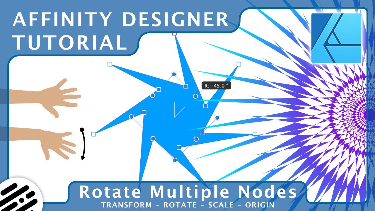 Учебное пособие по Affinity Designer: поворот нескольких узлов, преобразование, масштабирование, ...