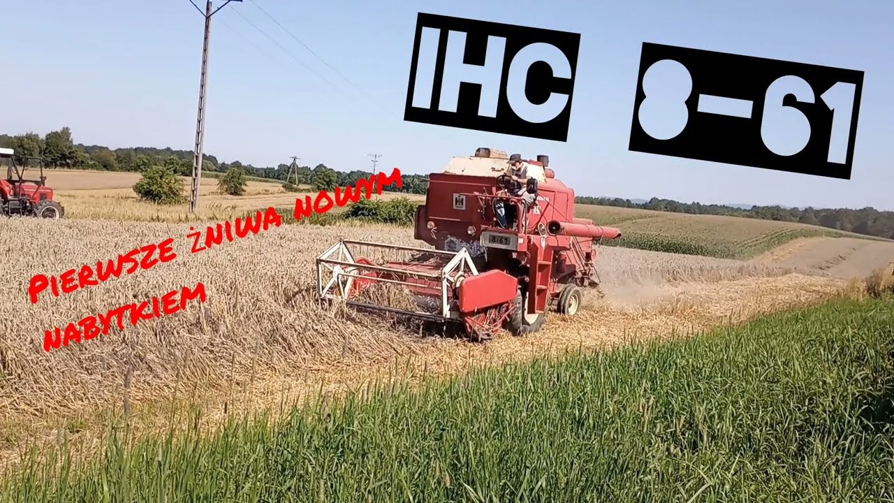 Nowy nabytek (zabytek) na gospodarstwie kombajn Mc Cormick International 8-61, pierwsze żniwa