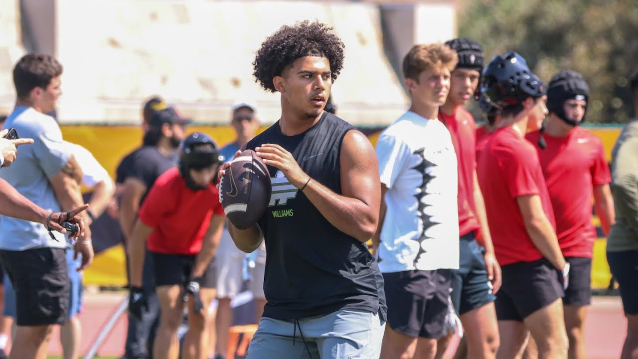 USC QB commit Jonas Williams goes through the 7-on-7 workout at Elite 11