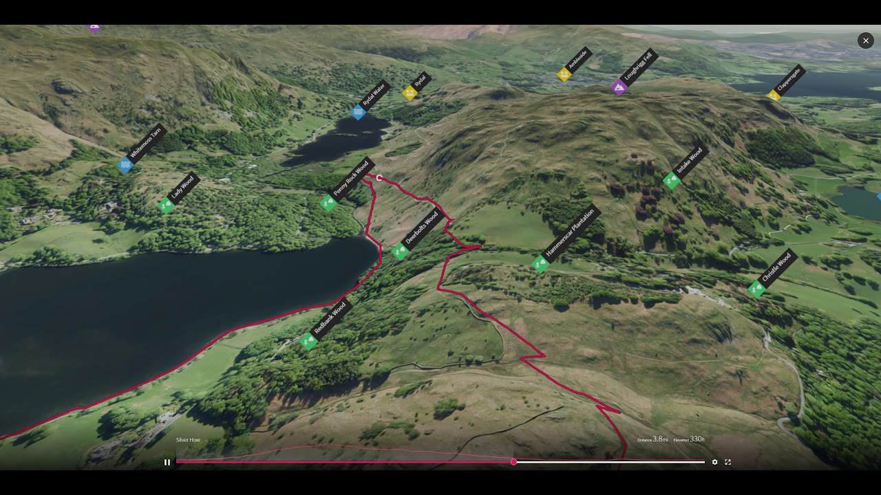 Silver How from Grasmere, Central Lake District - 3D fly-through