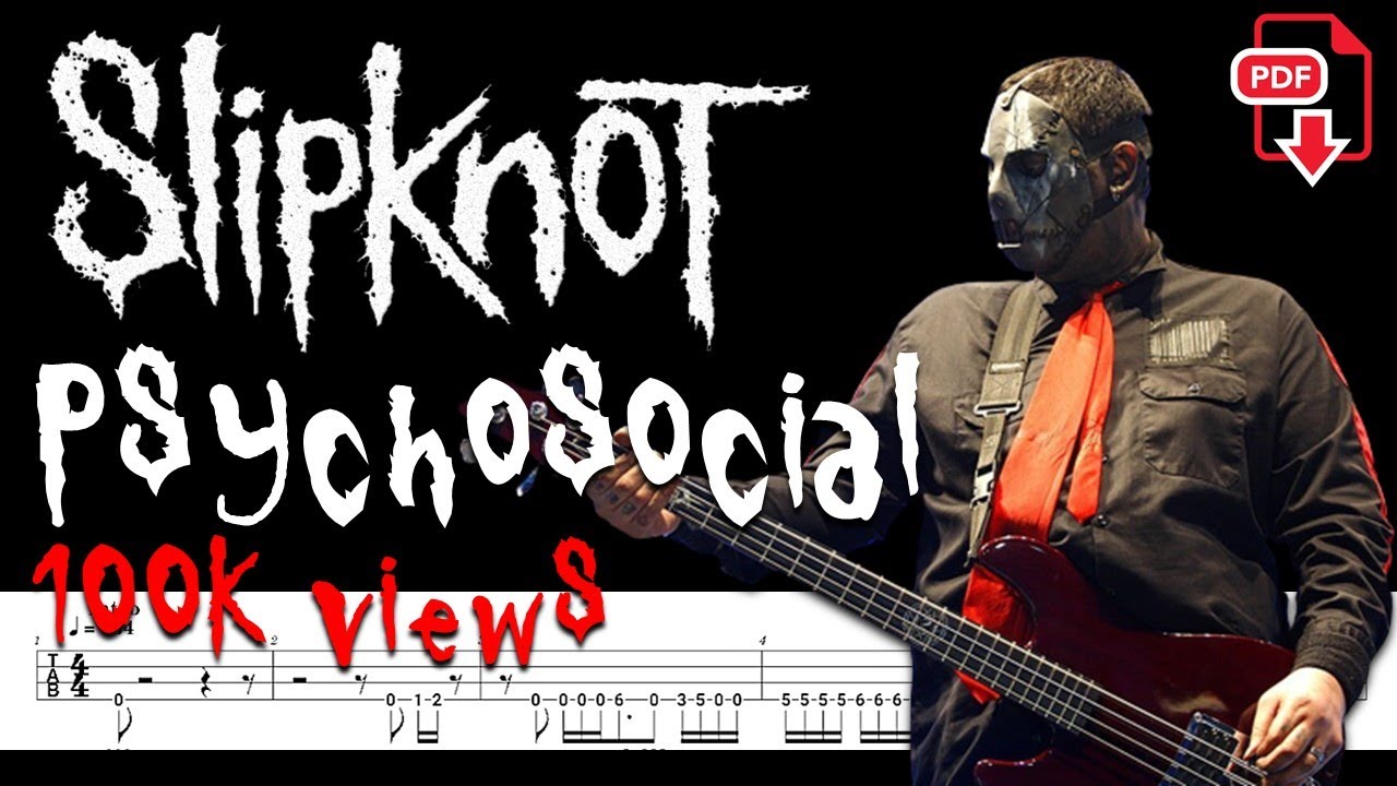 Slipknot - Psychosocial (🔴Bass Tabs & PDF) By @ChamisBass