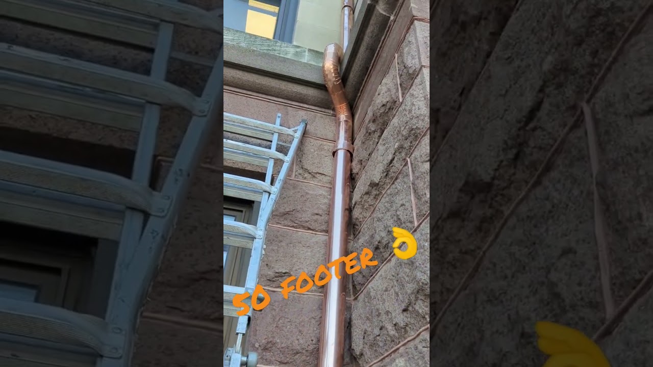 finishing touches 👌50 foot downspouts#coppersmith #copper #handymaster