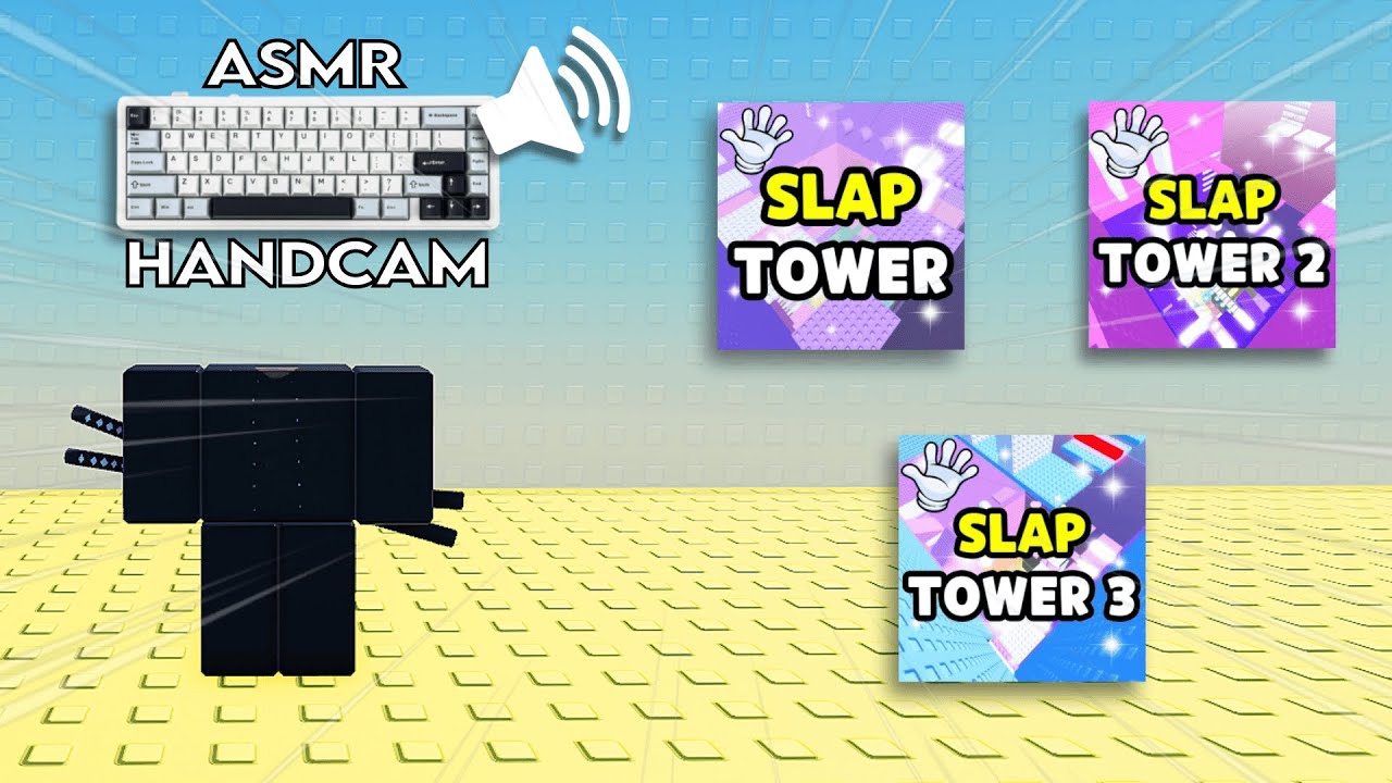 BEATING SLAP TOWER 1,2,3 BUT ITS KEYBOARD ASMR...👀 (Roblox ASMR + Handcam)