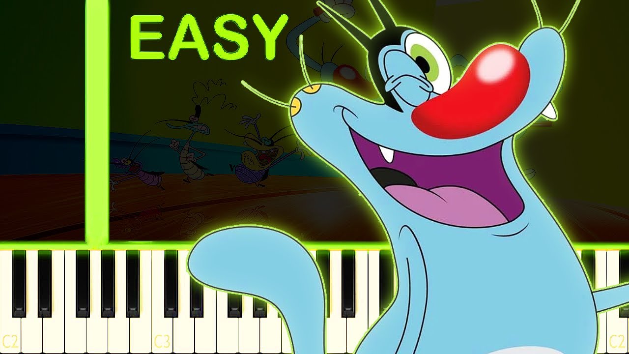 OGGY AND THE COCKROACHES THEME - EASY Piano Tutorial