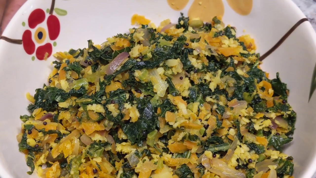 Kale & Carrot Thoran, a very easy, healthy and traditional side dish for rice.