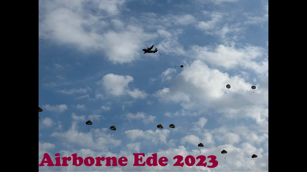 Mass Parachute Drop during Airborne Memorial Week 2023 on the Ginkelse Heide