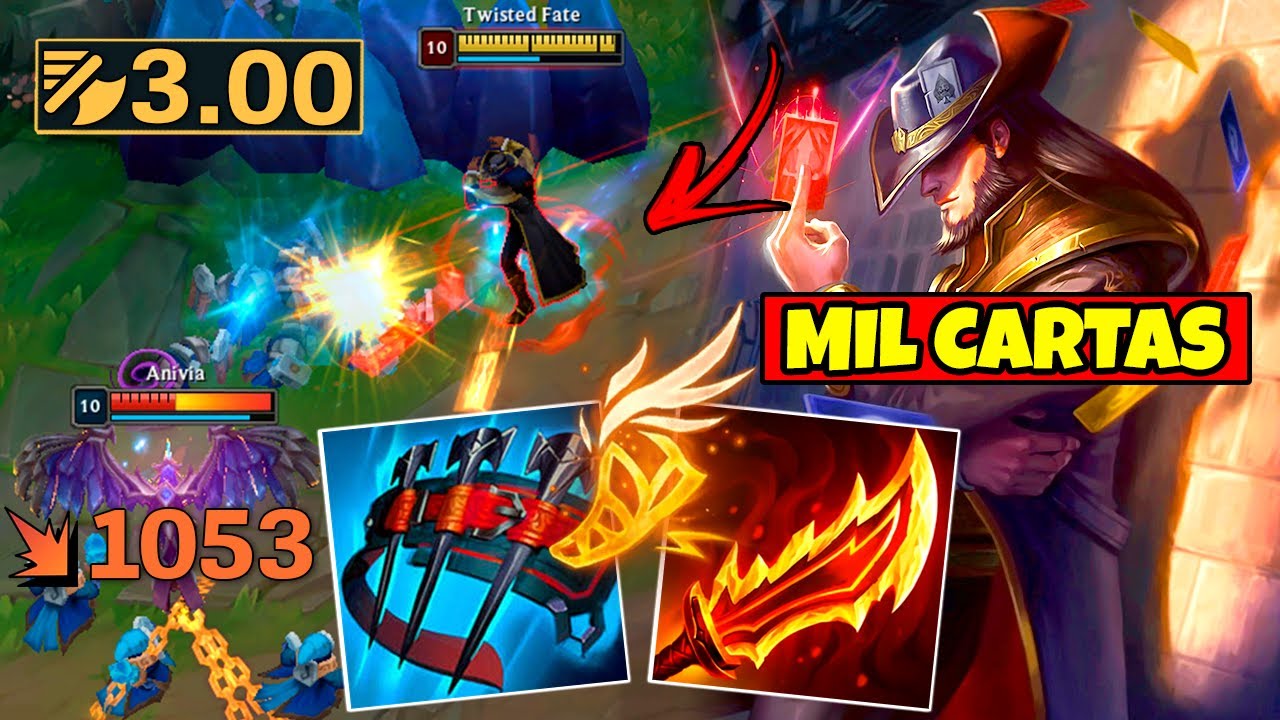 TWISTED FATE DE MIL CARTAS POR SEGUNDA FULL ATTACK SPEED