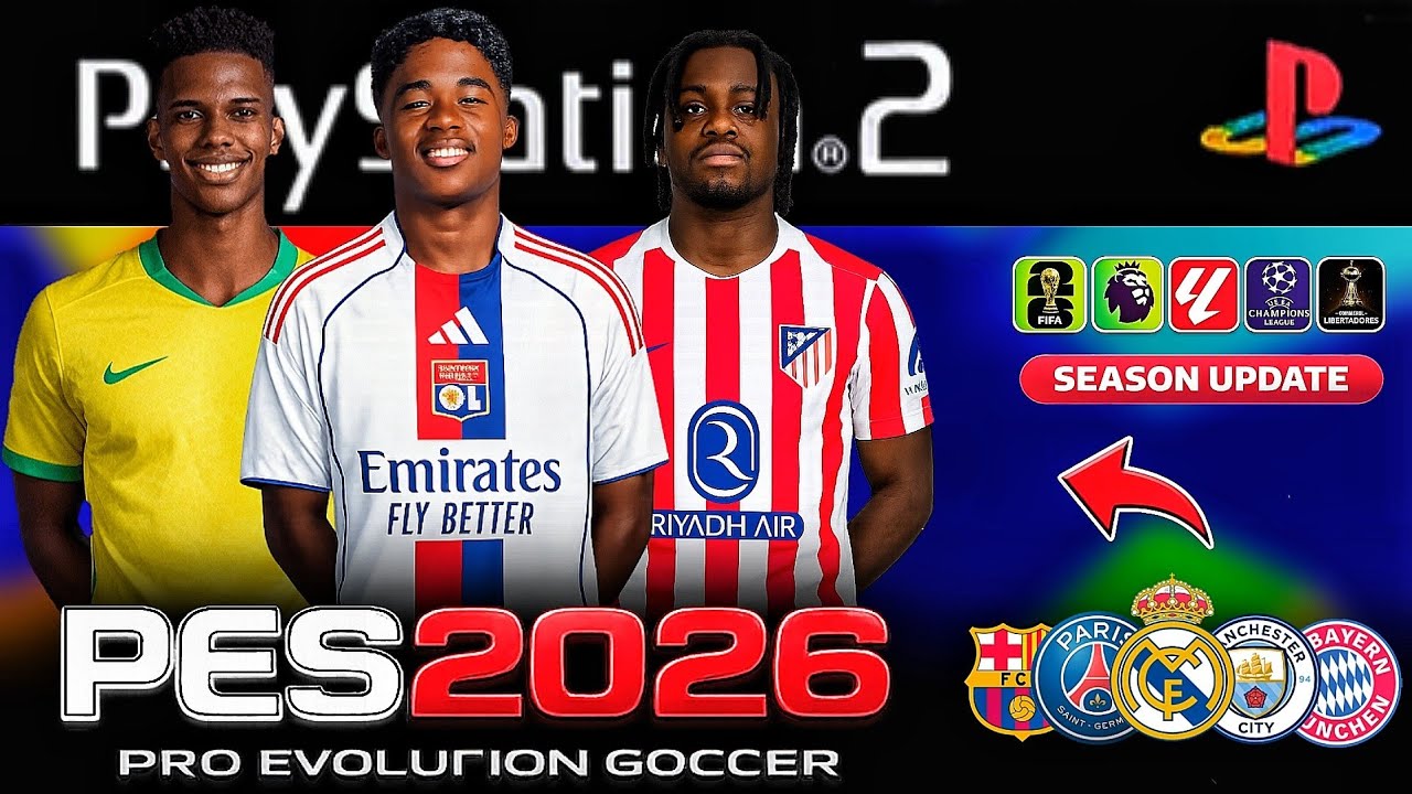 PÉS 2026 ISO (PS2) DOWNLOAD GRÁTIS! LIBERTADORES RUMO ESTRELATO AETHERSX2 , PCSX2 / OPL  
