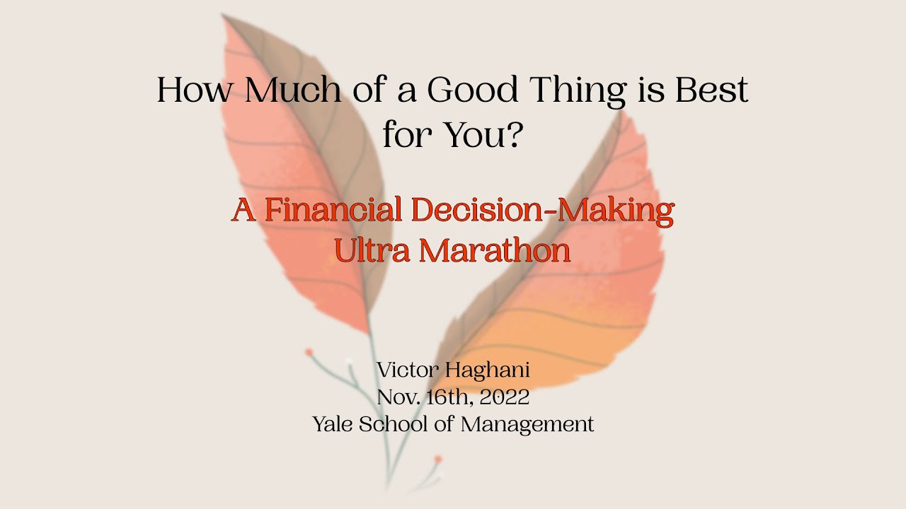 Victor Talks Financial Decision-Making at Yale University, November 2022