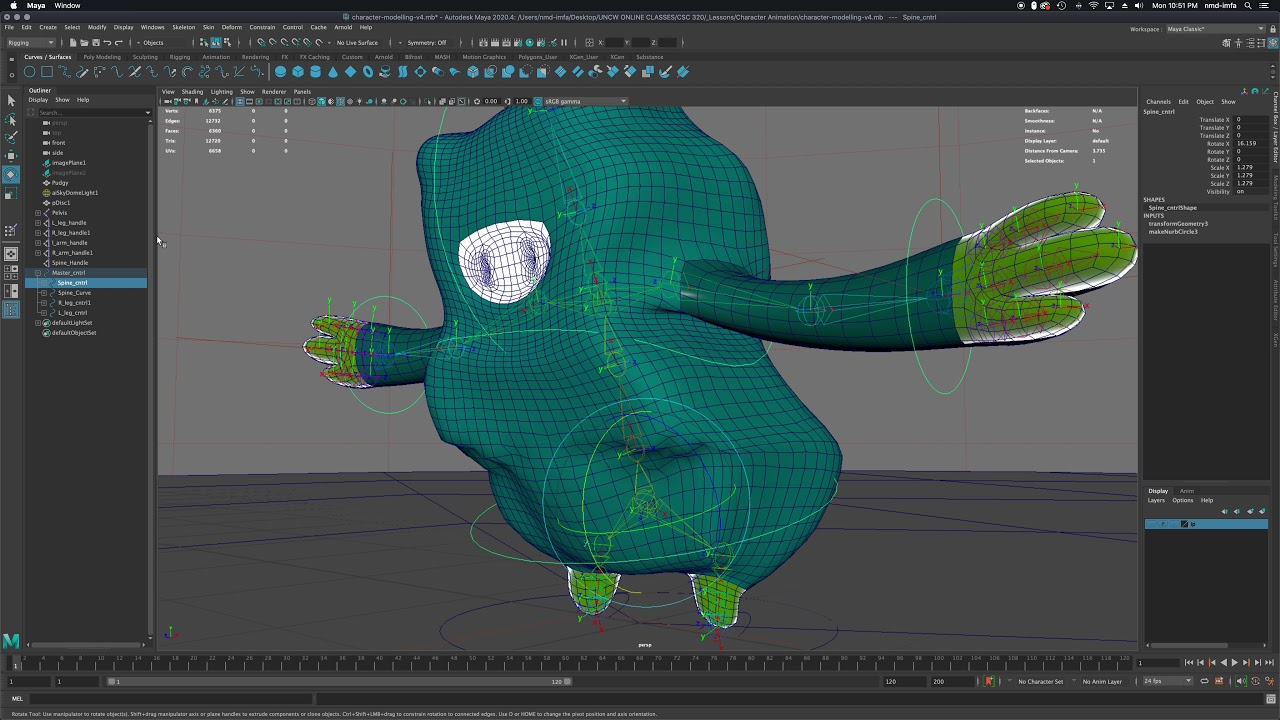 3D Animation - Maya 2020 - Character Rigging part 7 - Controllers & Skin Weight Painting